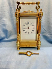 ( 20) FRENCH REPEATER CARRIAGE CLOCK 8 DAY LEVER ESCAPMENT ROMAN GONG STRIKE 