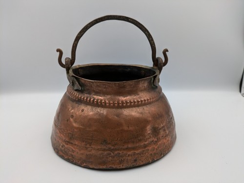 Antique copper kettle cauldron - kettle,