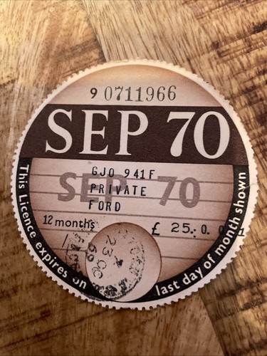 Old vintage tax disc - tax, september