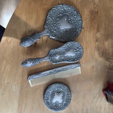 Vintage Silver Plated Set, Ornate Hand Mirror, Brush,mirror ,Comb Dressing Table