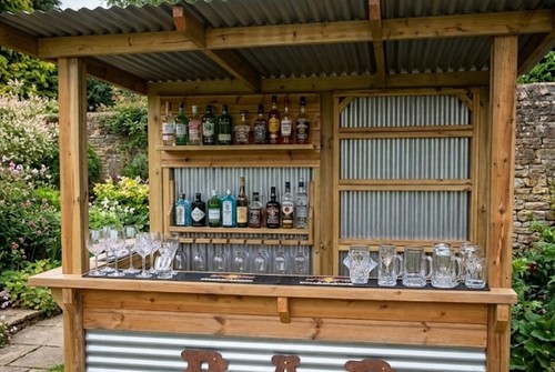 Handcrafted wood garden bar - wood,
