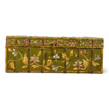 Vintage Metal Indian Hand Painted Travel Trunk Chest