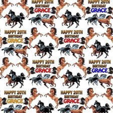 PERSONALISED HORSE WRAPPING  PAPER NAME ANY AGE BIRTHDAY PRESENT GIFT WRAP 