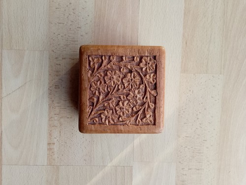 Wooden carved flower trinket - wooden,