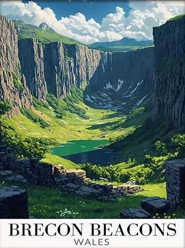 Brecon beacons wales print - brecon,