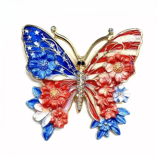 American flag butterfly - flag, enamel