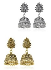 Indian Pakistani Bollywood Earrings Dangle Jhumka Wedding Gold Silver Jewellery