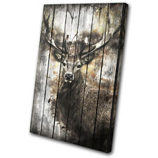 Deer Stag Forest Shabby Chic Vintage SINGLE CANVAS WALL ART Picture Print