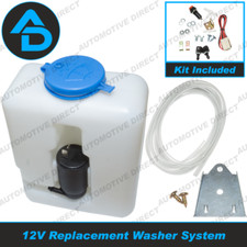 12V Windscreen Washer Fluid Bottle Tank Kit 1.3L with Washer Pump, Jets, Tubing