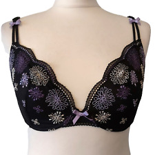 Ex High Street Bra Lace Vintage Black purple Sexy lingerie Size 32D underwired