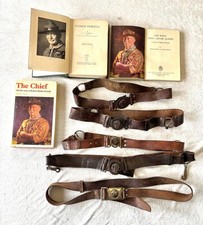 5 x Antique Vintage Boy Scout Belts & 3 x Baden Powell Books