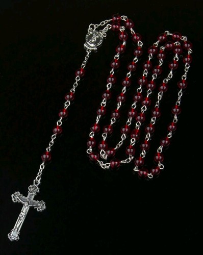Red glass stone prayer beads - prayer,