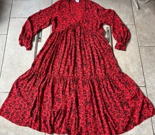 GHOST red and black abstract floral print V neck long dress NEW  RRP £235