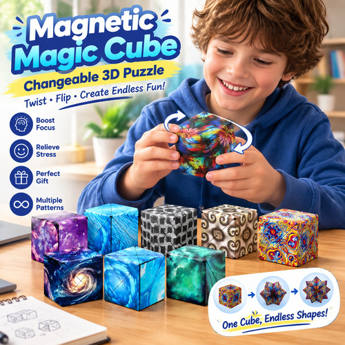 Magnetic cube flip fidget toy - fidget,