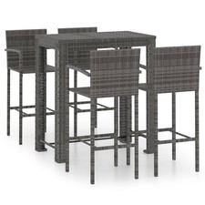 Outdoor Bar Set 5 Piece with Armrest Poly Rattan Grey Garden Furniture vidaXL