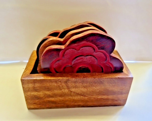 5pc poppy design wooden - 5pc,