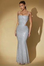 Oh Polly Silver Maxi Dress