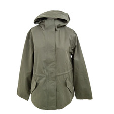 M&S Women's Rain Jacket Size 12 Green Hooded Stormwear Drawstring Waist New F1