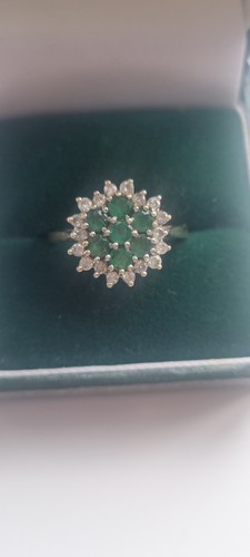 9ct gold emerald - and, diamond