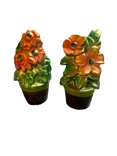 Vtg floral flower pot salt - flower, &