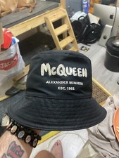 Alexander mcqueen graffiti Embroided bucket hat  BLACK AUTHENTIC 37cm Size S