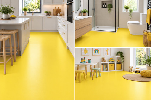 Yellow matt vinyl flooring - flooring,