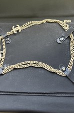 CHANEL Pearl CC Chain Necklace Long Length Gold Plated