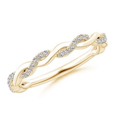 Angara Natural Pave-Set Diamond Twist Ring For Her in 14K Solid Gold (1MM)