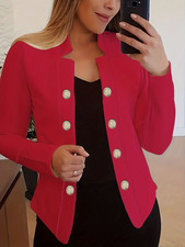 Womens Ladies Long Sleeve Front Open Blazer Suit OL Work Formal Jacket Coat Tops