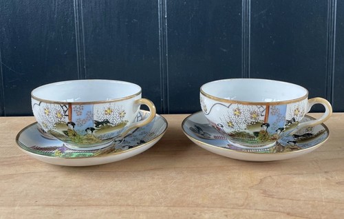 Pair japanese geisha cups - japanese,