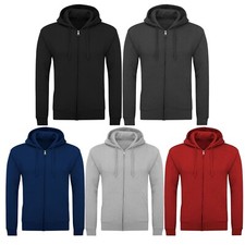 New Mens Plain Fleece Zip Up Top Zipper Hoody Sweatshirt Jacket Jumper Hoodie 