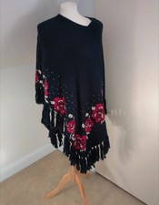 M&S Navy Roses Poncho/ Cape