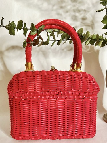 1960s red coated - red, wicker