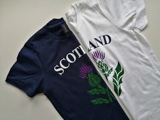 Women's Scotland T-Shirt Sparkle Glitter Thistle Ladies Girls Kids Scottish Top 