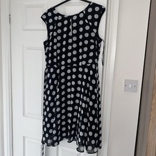 Wallis Black Spot Dress Size 14