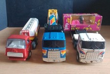 3 TRUCKS & TRAILERS PLUS SAND BUGGIE & BOXED BUMPER CAR TONKA MATCHBOX ECT