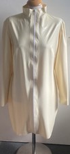 Westward Bound Cream Latex Rubber Fetish Zip Front Long Sleeve Dress Size 22-24