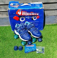 Skechers Womens Roller Skates 4 Wheelers Navy Blue Hook Loop Girls UK Size 4