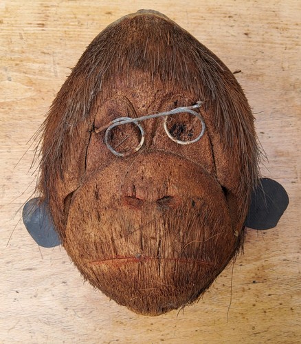 Vintage hand carved coconut - carved,
