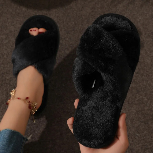 Ladies furry slippers womens - ladies,