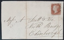 GB QV 1843 SG8 1d red entire