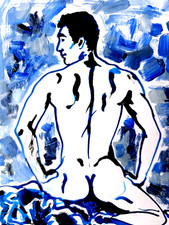 Original acrylic Blue Ink