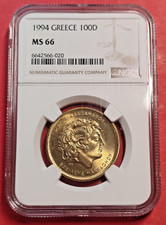 1994 Greece 100 Drachma in NGC Holder Graded MS66