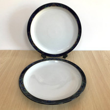 Denby Baroque Breakfast Salad Plate x 2 Blue Art Nouveau Rim 21.5cm Diameter