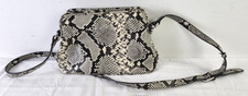 Hobbs Women's 100%Cow Leather Shoulder Bag Grey Snake Print Size 7"x11" USED F2