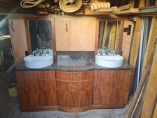 double basin vanity unitHand made, dark wood Vanity unit with granite Top