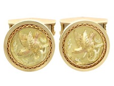 Vintage 18Carat Yellow Gold Bird Cufflinks French Circa 1950