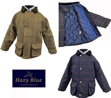 Hazy Blue Kids Derby Tweed Hunting Country Jacket Coat Kids Light & Blue Check