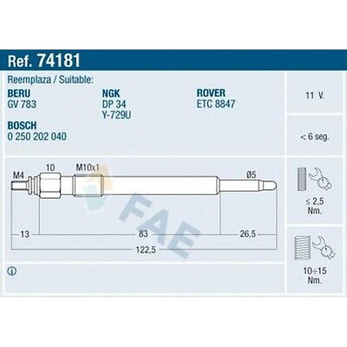 74181 fae glow - plug, land