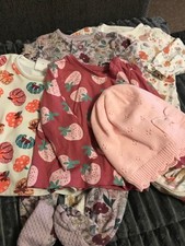 Baby girl sleepsuits/hat and long sleeved tops size 9-12 months £4.00
